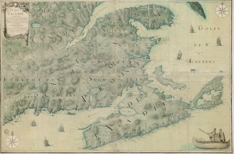 Carte de l'Acadie - 1702 - Source gallica.bnf.fr