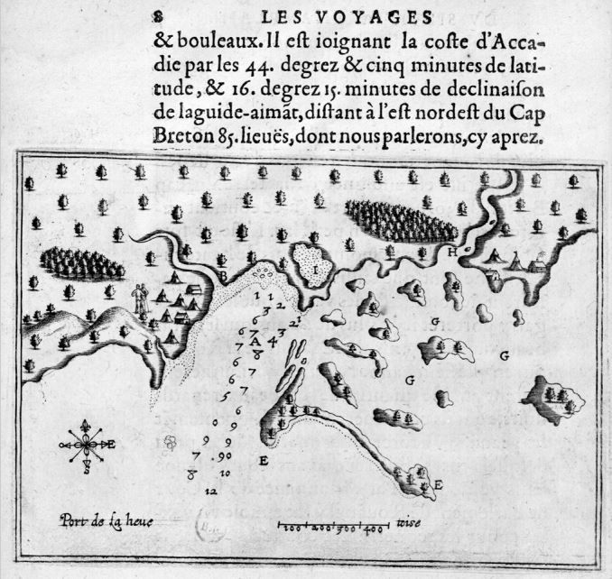  Port de La Heve - Illustrations des Voyages de Champlain. 1613. Source gallica.bnf.fr